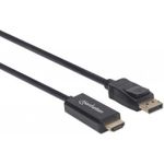 Manhattan DisplayPort to HDMI Cable, 1080p, 1m, Male to Male, 1080p@60Hz (1920x1080p), Black (152662)