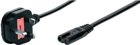 Netzanschlusskabel England, Stecker an Euro 8 Buchse, schwarz, 1,8 m Anschlusskabel für Notebooks, HiFi-Geräte usw. für Großbritannien (35842)