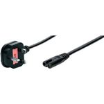 Netzanschlusskabel England, Stecker an Euro 8 Buchse, schwarz, 1,8 m Anschlusskabel für Notebooks, HiFi-Geräte usw. für Großbritannien (35842)