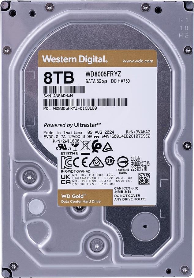 WD Gold WD8005FRYZ 8 TB 3.5" SATA 6Gb/s 7200 rpm