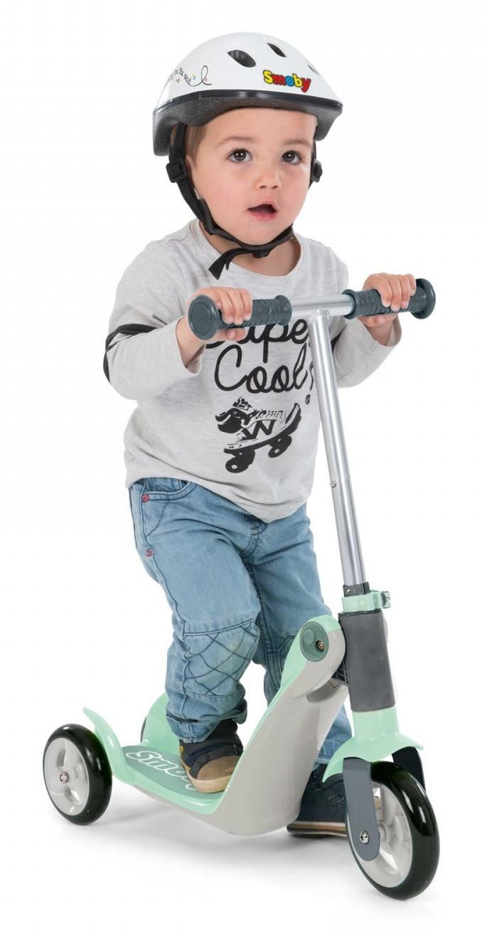 Smoby Switch 2-in-1 Laufrad und Dreirad-Scooter Grün/Grau ab 18 Monaten