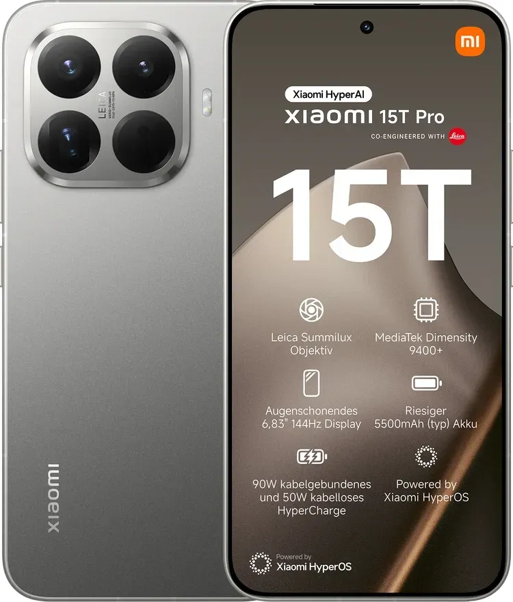 Xiaomi 15T Pro Gray - 5G Smartphone, 512 GB Speicher, 12 GB RAM, 6.83" AMOLED, 144Hz (MZB0KUUEU)