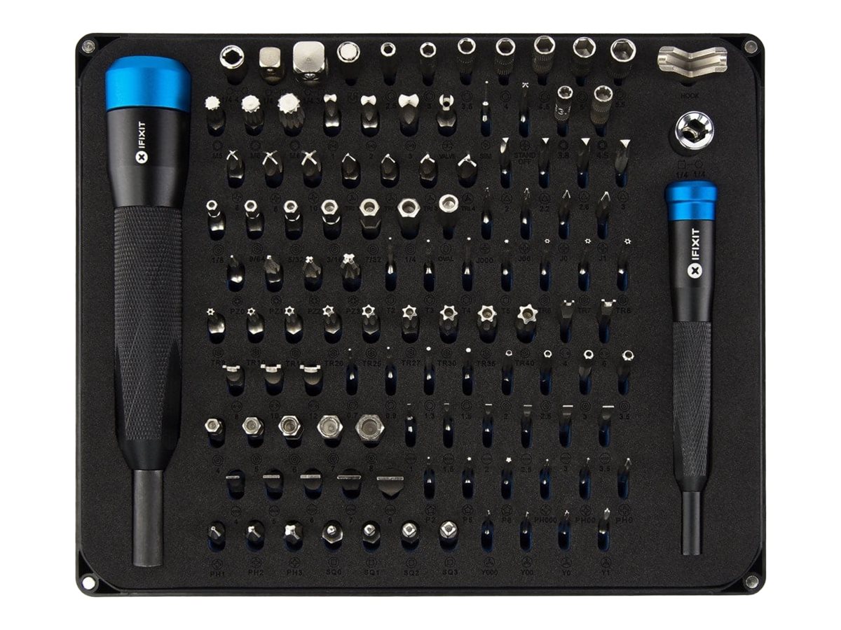 iFixit Manta Precision Schraubendreher mit Bit-Satz 114 Stück Schwarz, Blau