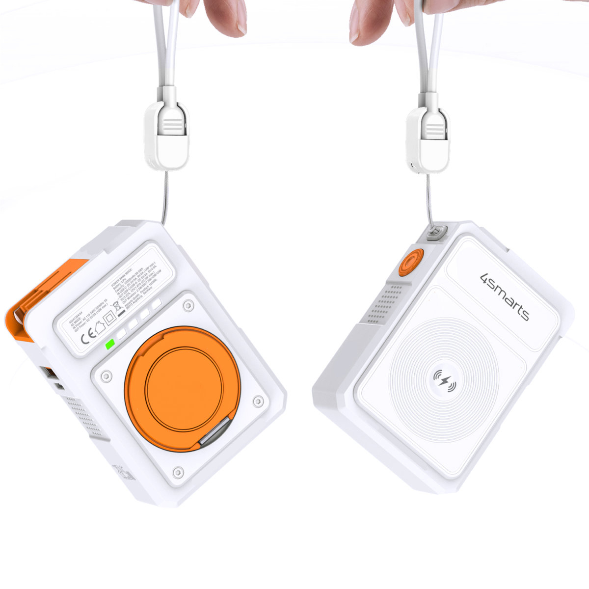 4smarts 6in1 Hybrid Charger Powerbank 10000 mAh Orange, Weiß