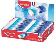 Maped Kunststoff-Radierer ARCTIC, 20er Display weiß, phtalat- & PVC-frei, Karton-Schutzhülle mit - 20 Stück (116125)