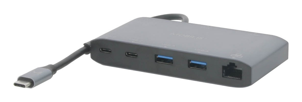 Mobilis 020027 USB-C Dockingstation 8-in-1 100W PD HDMI 4K VGA Grau