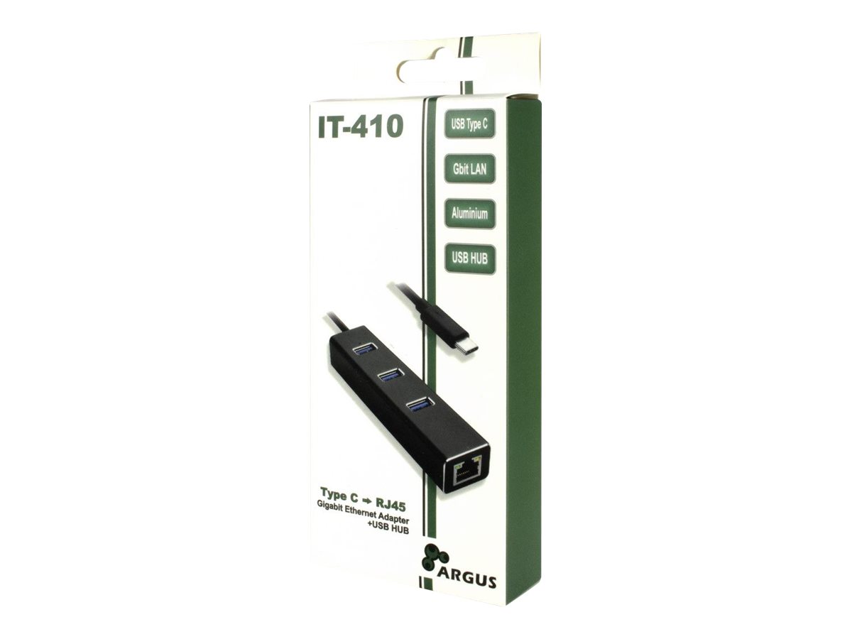 Argus IT-410 USB-Hub Netzwerkadapter 1000 Mbps Schwarz