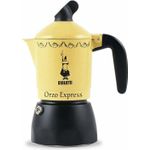 Bialetti Orzo Express. Produkttyp: Mokka-Kanne, Produktfarbe: Schwarz, Gelb, Gehäusematerial: Aluminium. Menge pro Packung: 1 Stück(e). Gewicht Versandkarton: 3,6 kg, Menge pro Versandkarton: 6 Stück(e) (0002328/MR)