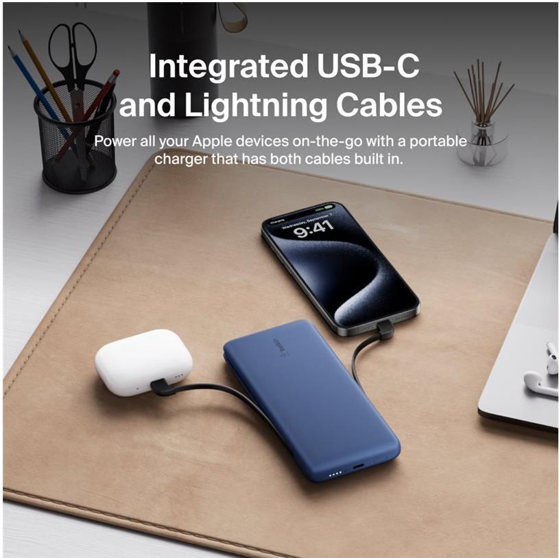 Belkin BoostCharge Plus Powerbank 10.000 mAh 23 W Lightning USB-C Mitternachtsblau