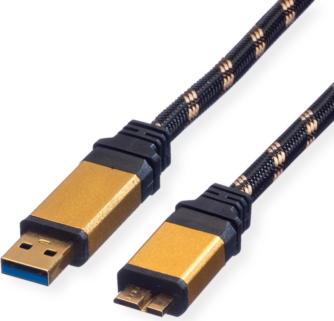ROLINE Gold USB 3.0 Kabel, USB A - Micro B ST/ST 0,8m (11.02.8878)