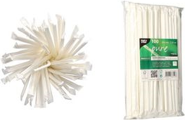 PAPSTAR Papier-Trinkhalm "pure", 200 mm, weiß aus Papier, Länge: 200 mm, Durchmesser: 6 mm, einzeln - 1 Stück (88629)
