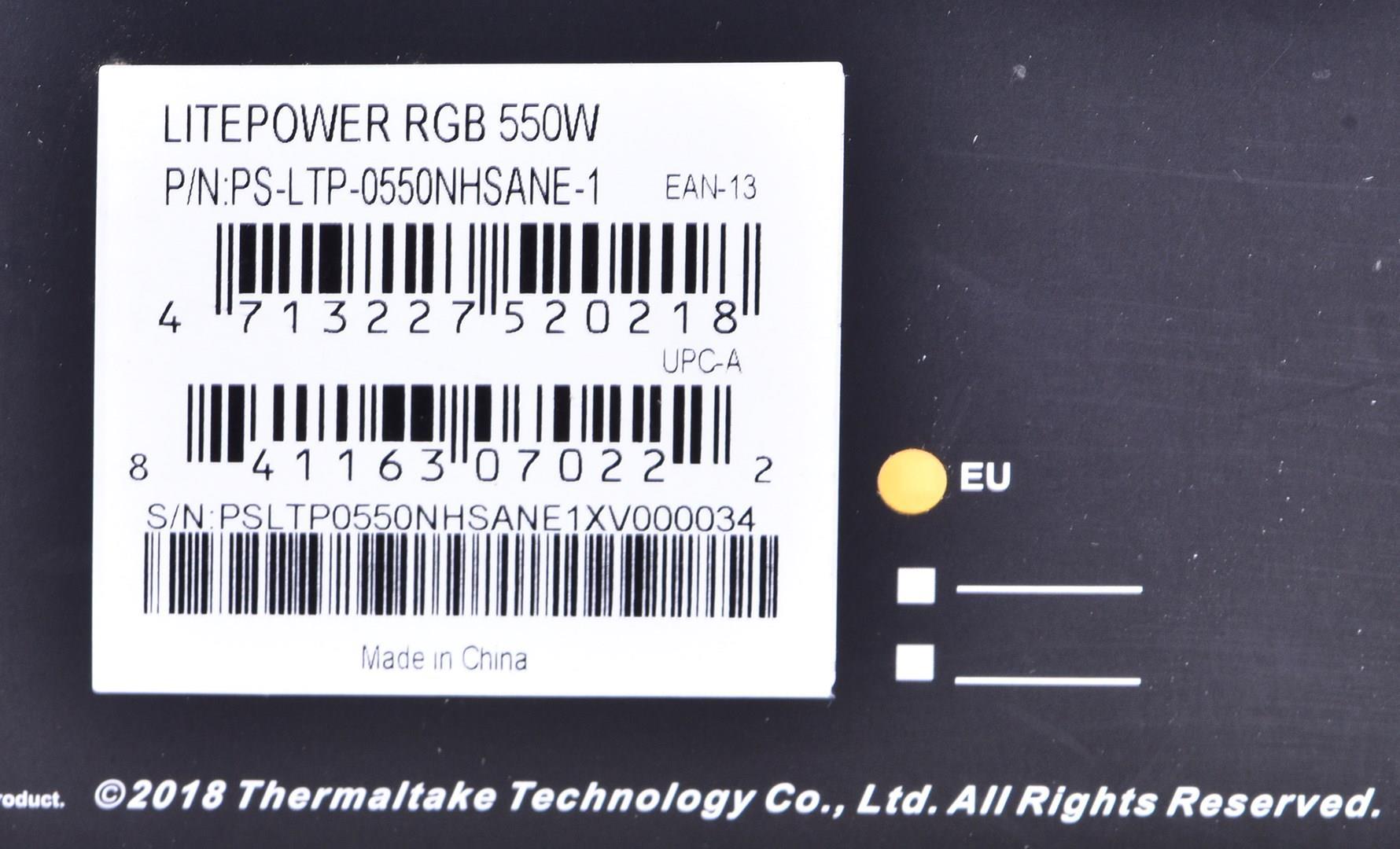 Computernetzteil THERMALTAKE LITEPOWER RGB 550W, 24-Pin (PS-LTP-0550NHSANE-1)
