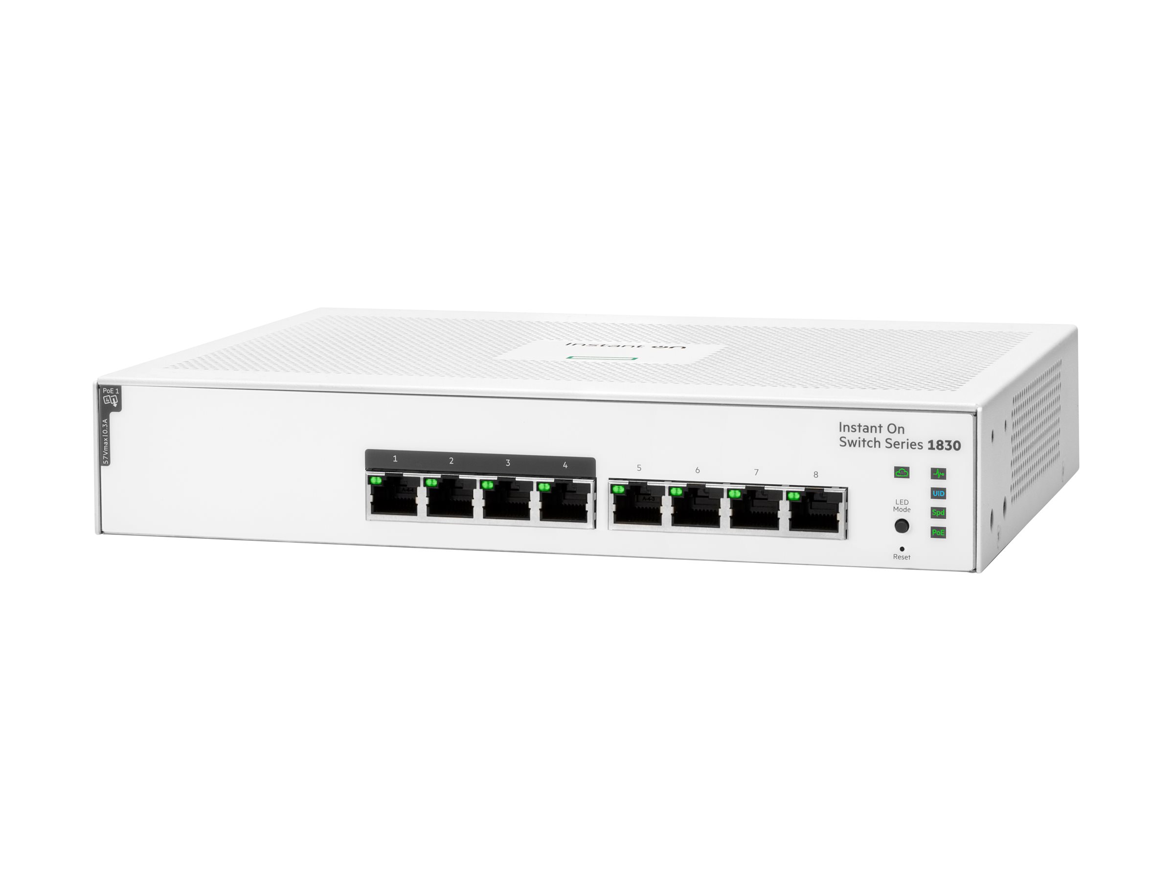 HPE Networking Instant On 1830 8G 4p Class4 PoE 65W Switch - 8 Anschlüsse - Smart - Weiß
