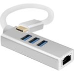 Helos HUB, USB 3.1 Type-C™St./3x USB + RJ45 Gigabit Ethernet, PREMIUM 4K, silber USB Type-C™ HUB mit USB 3.1 Type-C™St./3x USB 3.0 Bu. + RJ45 Gigabit Ethernet , PREMIUM , TPE Außenmantel - hochflexibel , Aluminium-Gehäuse , CE-zertifiziert , ULTRA HD 4K , vergoldete Kontakte , ROHS 2.0 und REACH-konform , Farbe: silber (288390)