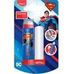 Maped Kunststoff-Radierer SUPERMAN + Ersatzradierer, Blister im Lippenstiftformat, Radierer über Drehsystem heraus - 1 Stück (152033)