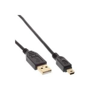 InLine® USB 2.0 Mini-Kabel, USB A Stecker an Mini Stecker (5pol.), schwarz, vergoldete Kontakte, 1m (31810P)