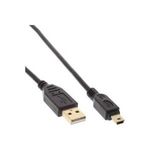 InLine® USB 2.0 Mini-Kabel, USB A Stecker an Mini Stecker (5pol.), schwarz, vergoldete Kontakte, 1m (31810P)