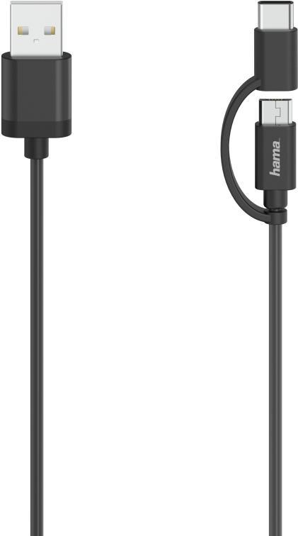 Hama 00200616 USB Kabel 0,75 m USB 2.0 USB A USB C/Micro-USB A Schwarz (00200616)