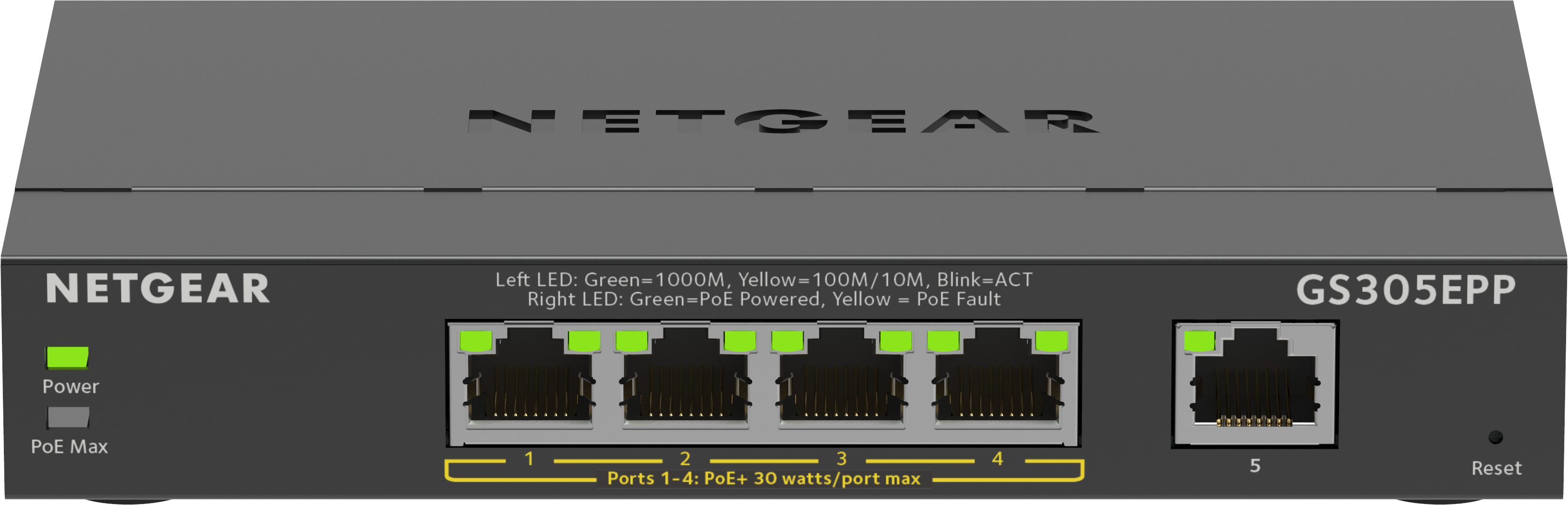 Netgear NETGEAR Plus GS305EPP 5-Port Gigabit Ethernet PoE+ Switch Schwarz