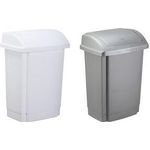 plast team Schwingdeckel-Abfalleimer, 25 Liter, weiß Material: PP, mit Schwingdeckel, Deckel abnehmbar, - 1 Stück (13410800)