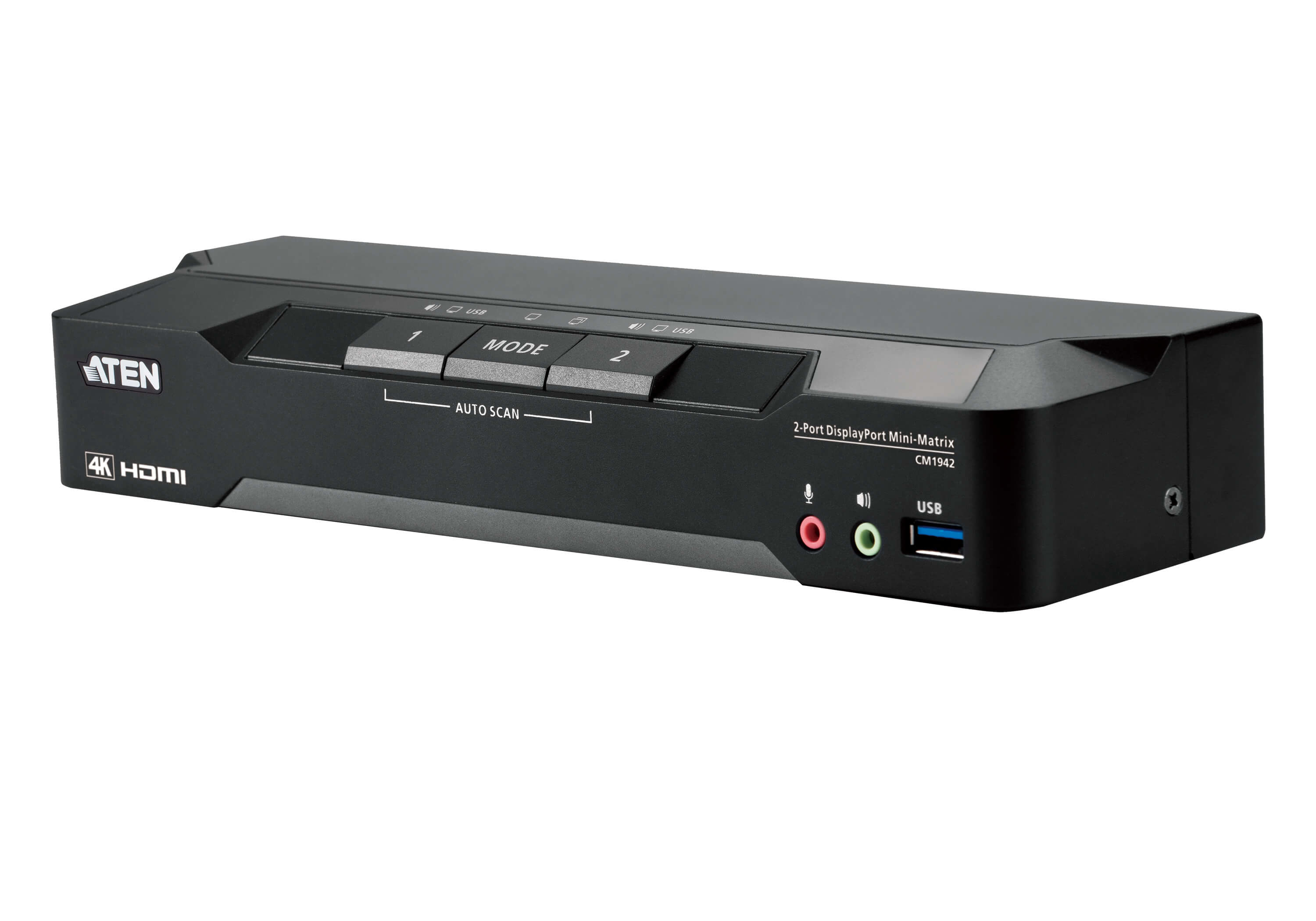 ATEN CM1942 2-Port KVM-Switch 4K DisplayPort Dual Display Schwarz