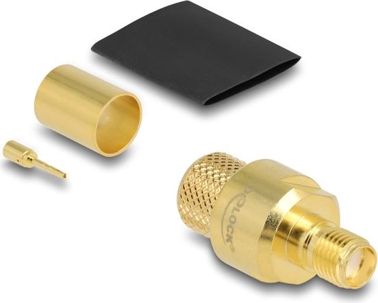 Delock SMA Buchse zum Crimpen LMR400mit passendem Schrumpfschlauch (91782)