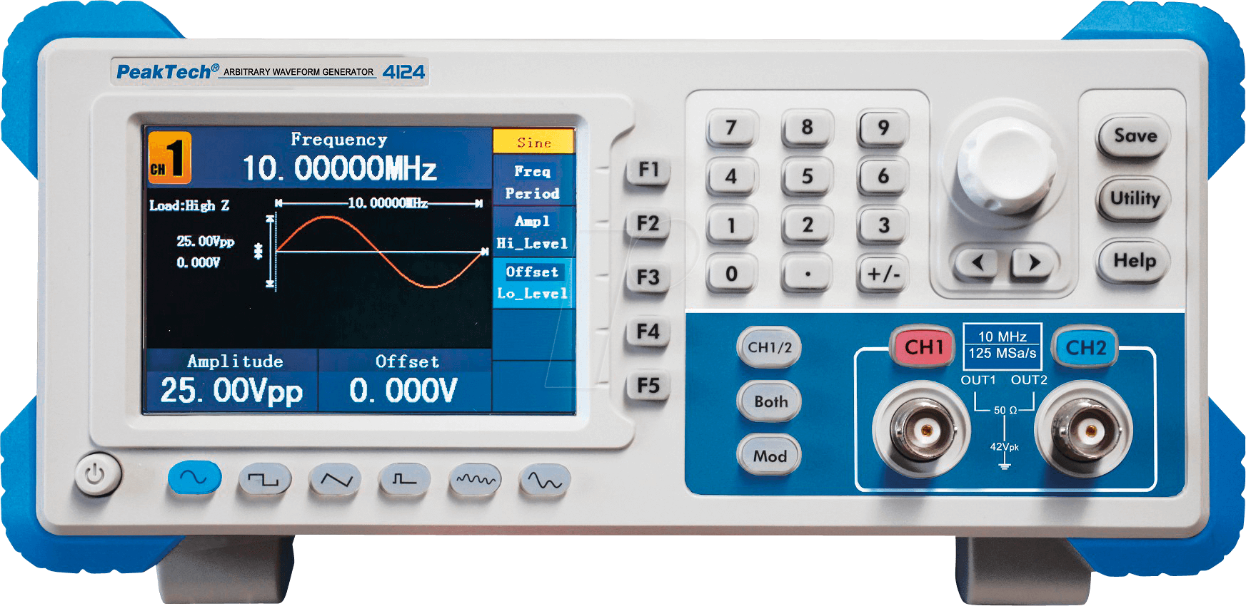 PEAKTECH 4124 - Funktionsgenerator, arbiträr, 1 µHz ... 10 MHz, 2 Kanäle (P 4124)