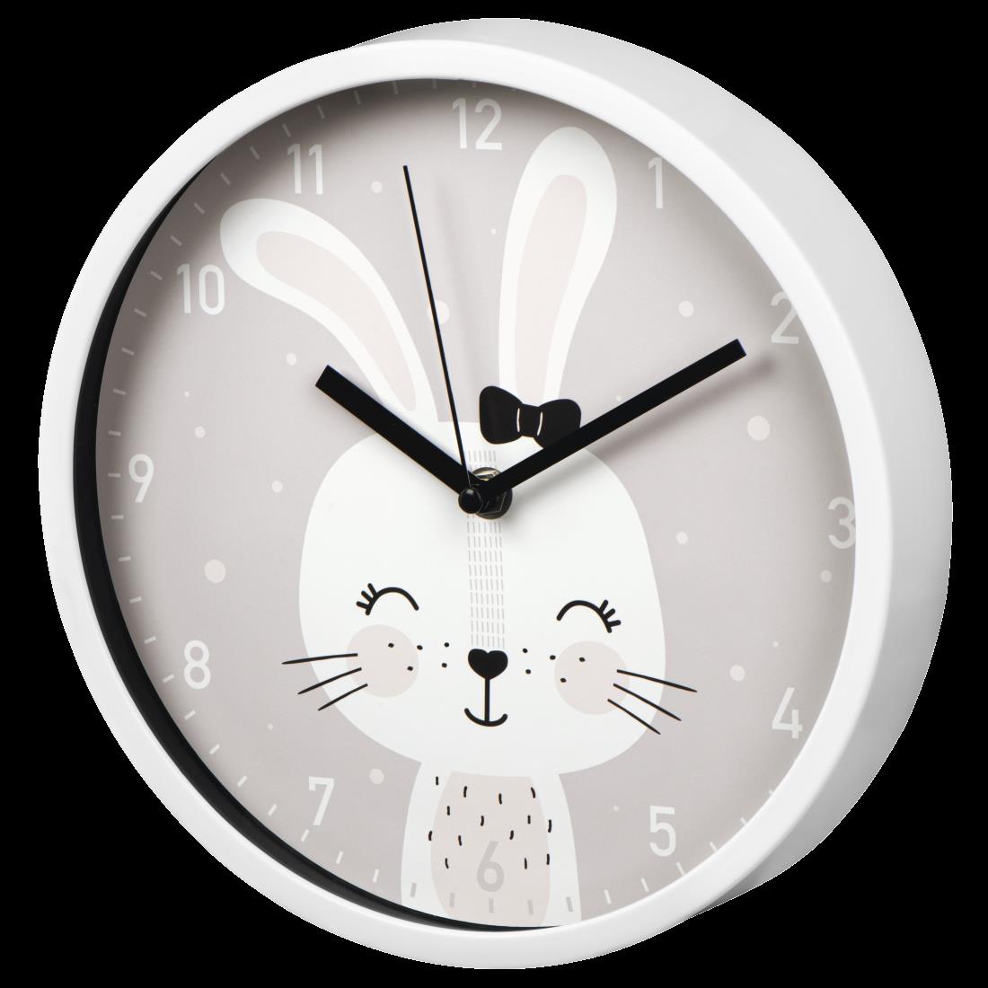 Hama Lovely Bunny Quarzwanduhr Kreis Grau - Weiß (00186428)