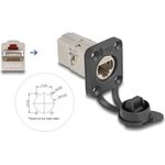 Delock D-Typ RJ45 Einbaubuchse Kupplung Cat.6A STP mit Schutzkappe IP66 (67061)