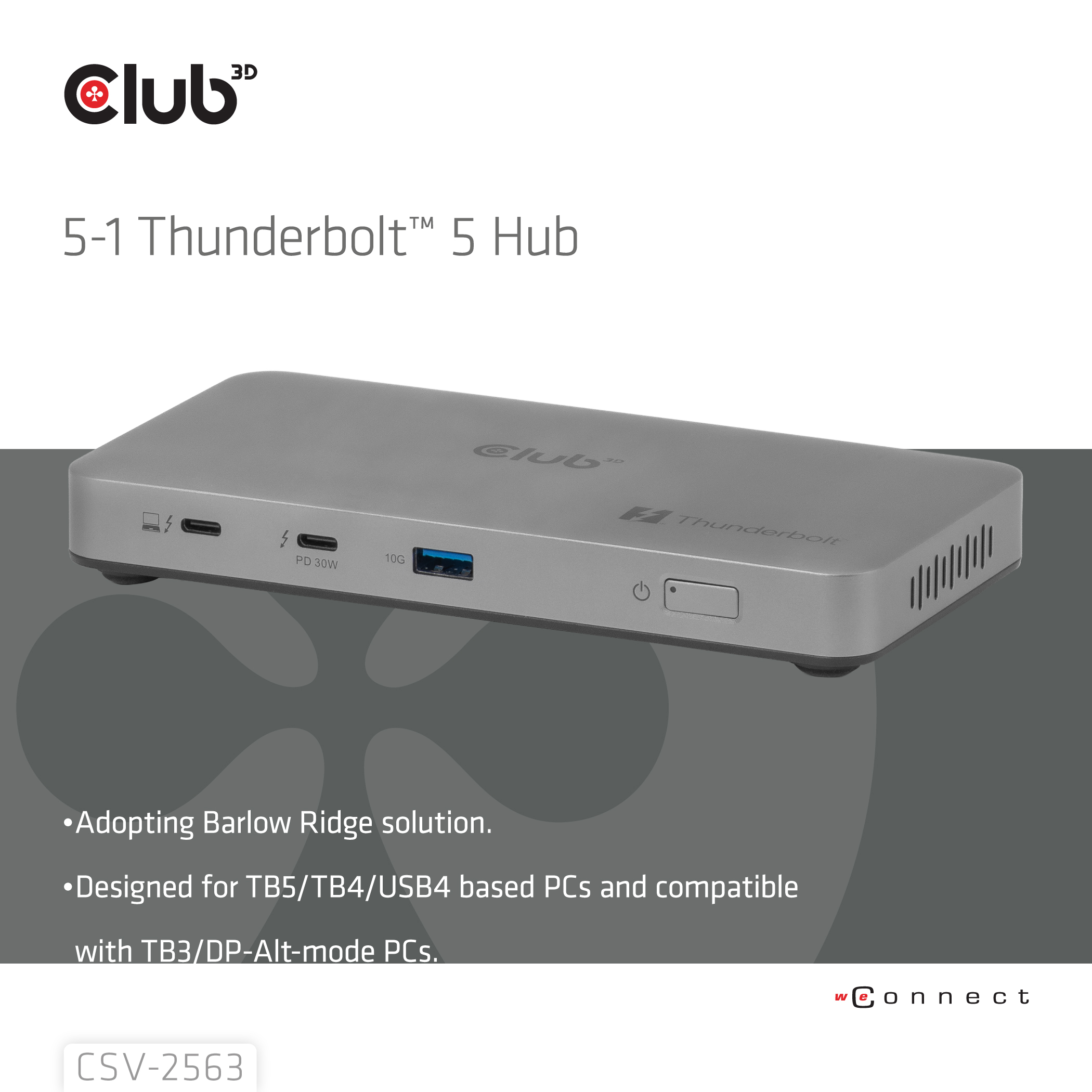 Club 3D CSV-2563 Dockingstation Thunderbolt 5 180W Silber