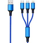 2GO 797151 USB Kabel 1,5 m USB B USB C/Micro-USB B/Lightning Schwarz - Blau (797151)