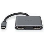 Nedis USB-C™ Adapter USB 3.2 Gen 1 | USB-C™ Stecker | 2x HDMI™ | | 4K@30Hz | 0.10 m | Rund | Vernickelt | PVC | Schwarz | Box (CCGB64670BK01)