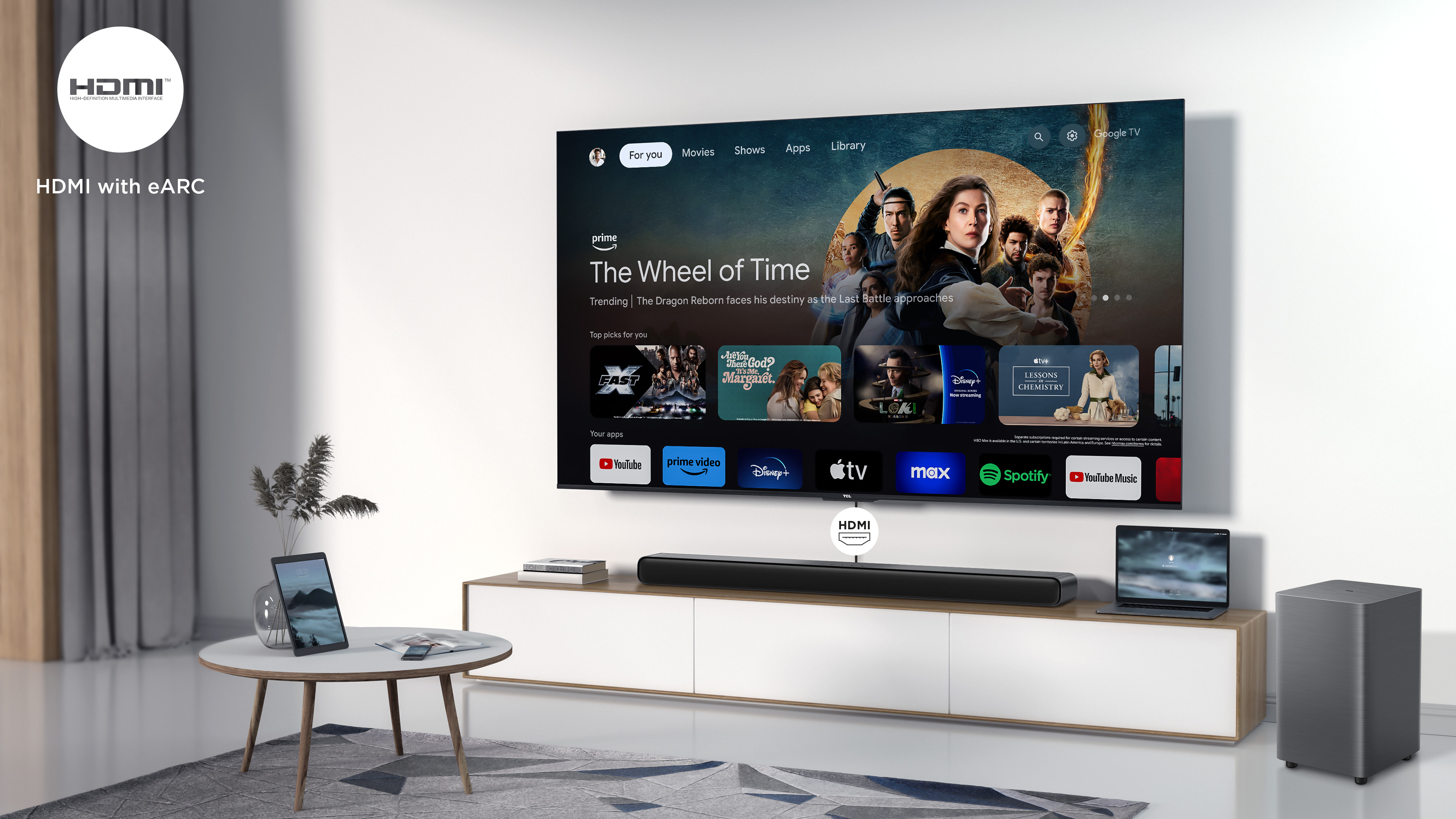 TCL S55HE Soundbar 2.1 Kanäle 110 W Dolby Atmos mit kabellosem Subwoofer Titan