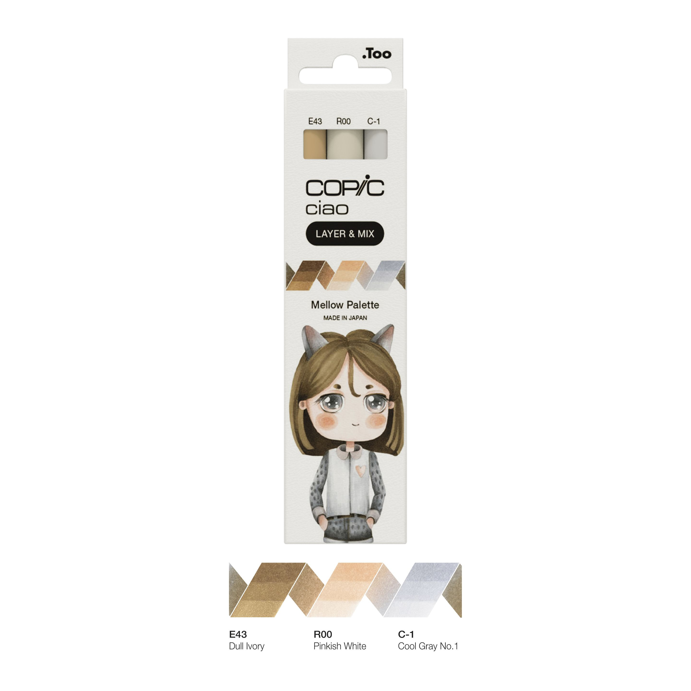 Copic Ciao Mellow Palette Layoutmarker-Set 3 St. Kühles Grau, Elfenbein, Hellrosa