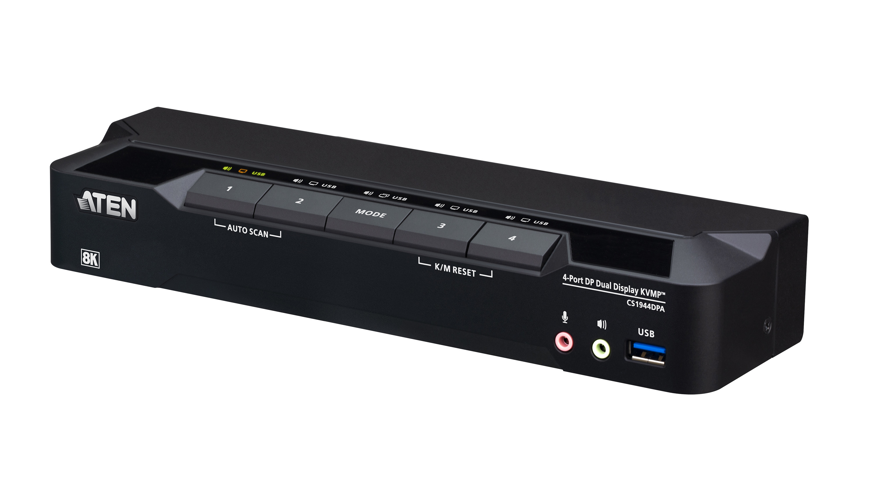 ATEN CS1944DPA 4-Port Dual-Display KVMP-Switch DisplayPort USB 3.0 8K Schwarz