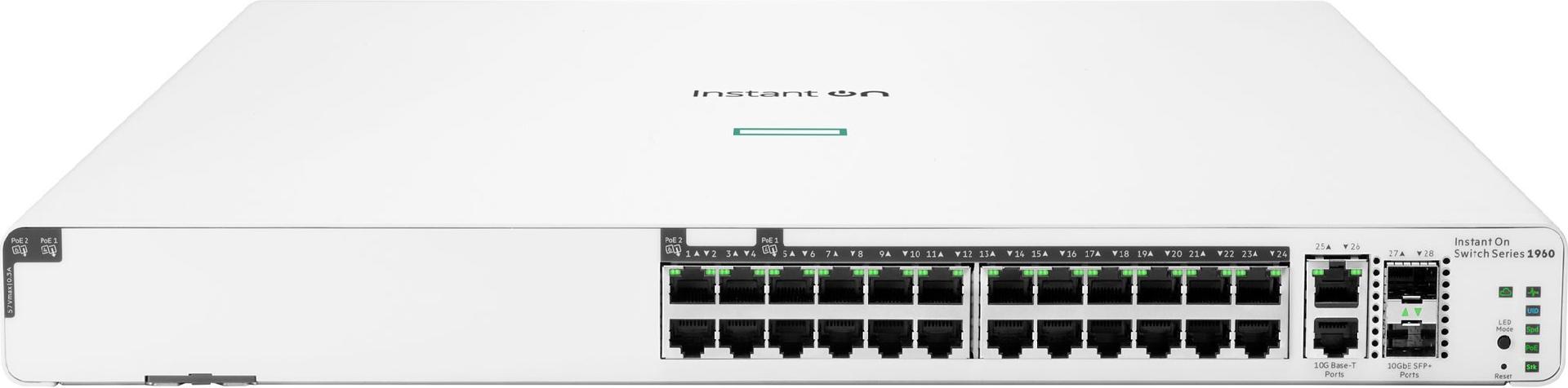 HPE Networking Instant On 1960 24G 20p Class4 4p Class6 PoE 2XGT 2SFP+ 370W Switch Weiß