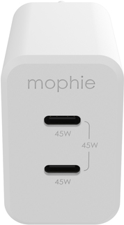 ZAGG MOPHIE ACCESSORIES WALL ADAPTER USBC PD DUAL 45W GAN WHITEEU 2XU (409909299)