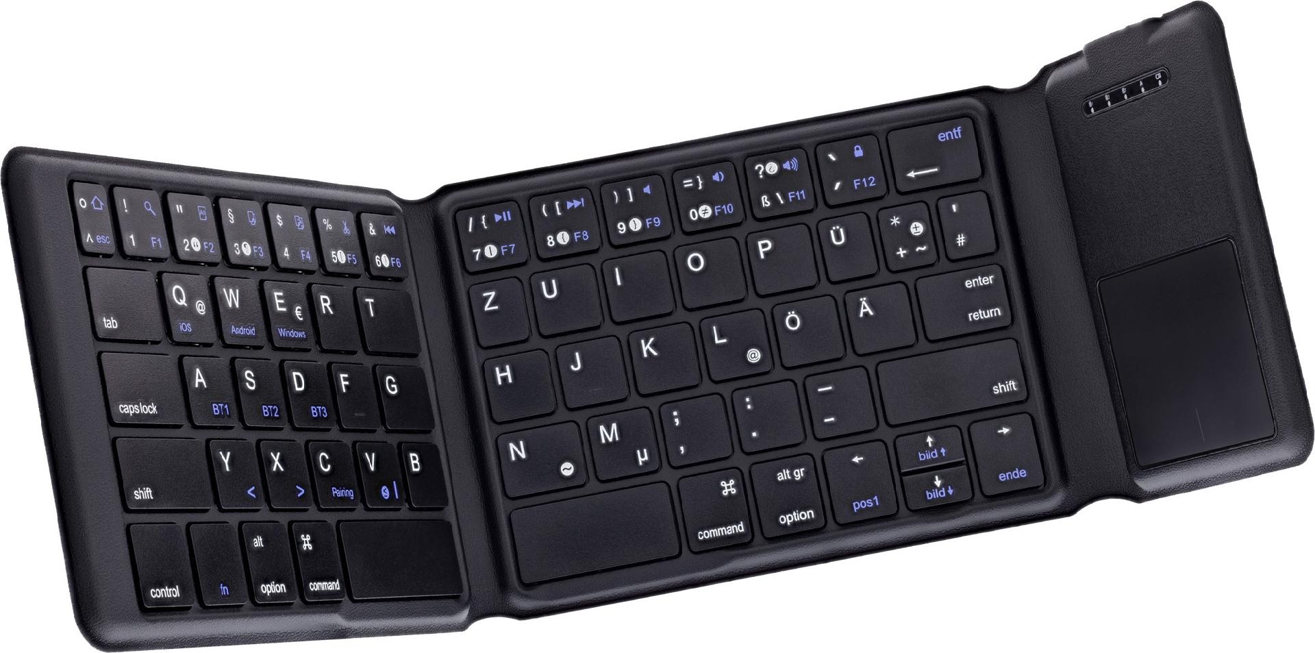 InLine Faltbare Bluetooth Tastatur mit Touchpad - schwarz (55379B)