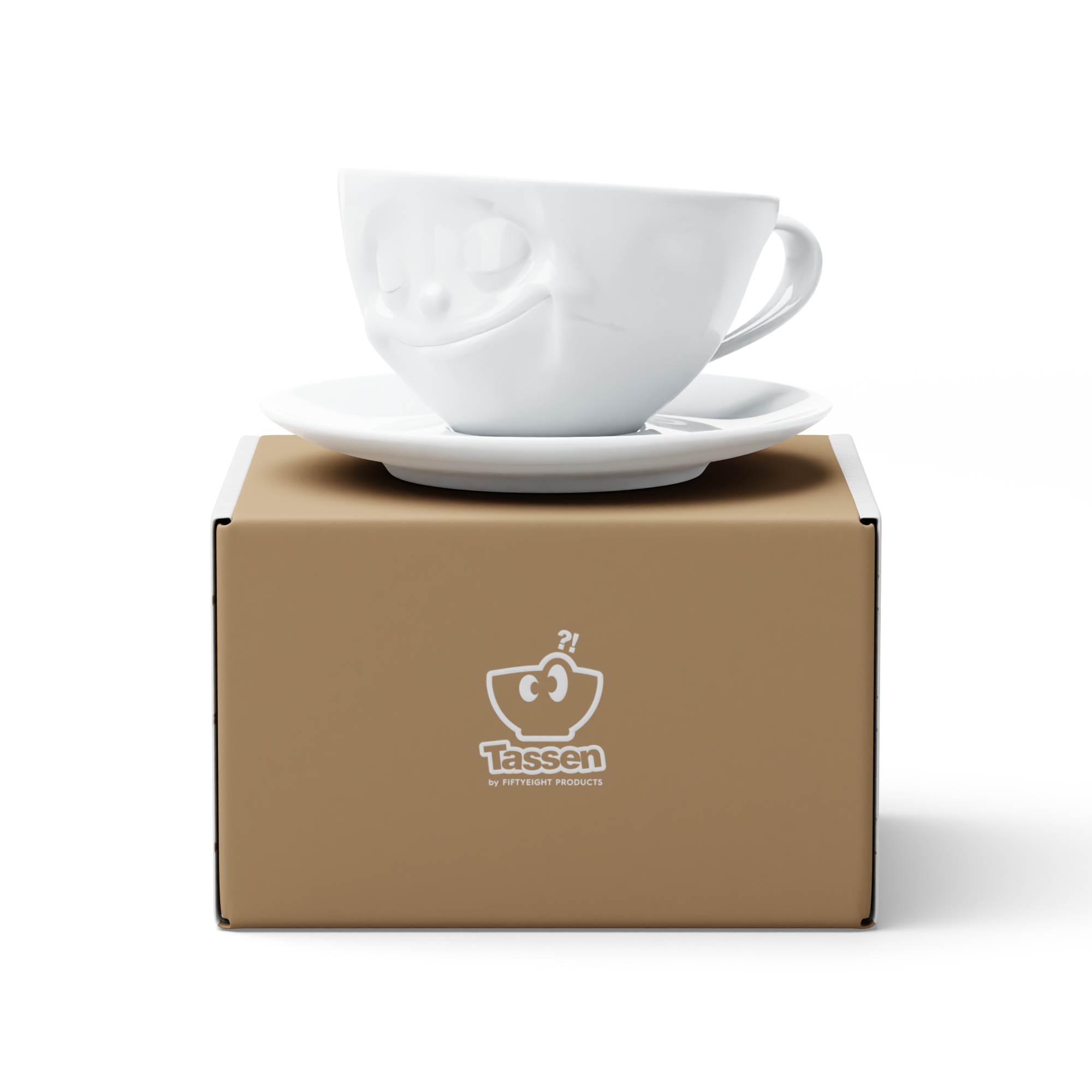 FIFTYEIGHT PRODUCTS Kaffeetasse 200 ml Glücklich Weiß
