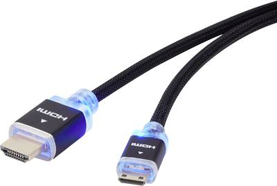 SpeaKa Professional HDMI Anschlusskabel [1x HDMI-Stecker - 1x HDMI-Stecker C Mini] 1.50 m Schwarz Audio Return Channel, vergoldete Steckkontakte, gesleeved (SP-7870596)