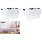 plast team Aufbewahrungsbox HOME BOX mit Rollen & Griff, 86 Liter, Box mit Deckel, schwarzer Griff zum Ziehen, Farbe: - 1 Stück (22270800)