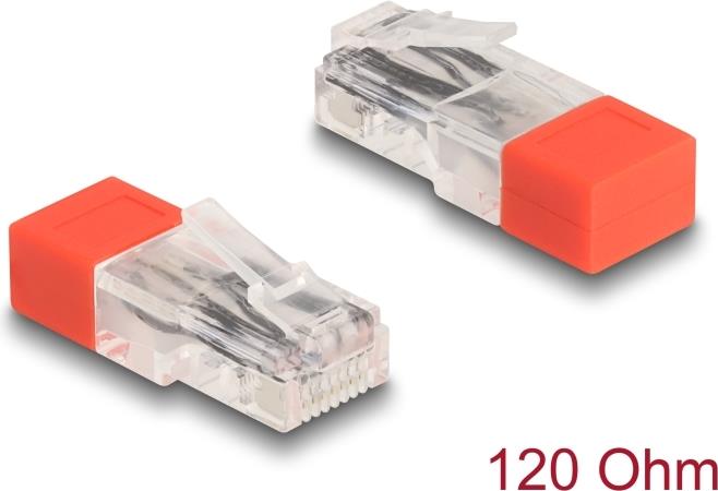 Delock RJ45 Stecker mit Abschlusswiderstand 120 Ohm rot (67186)