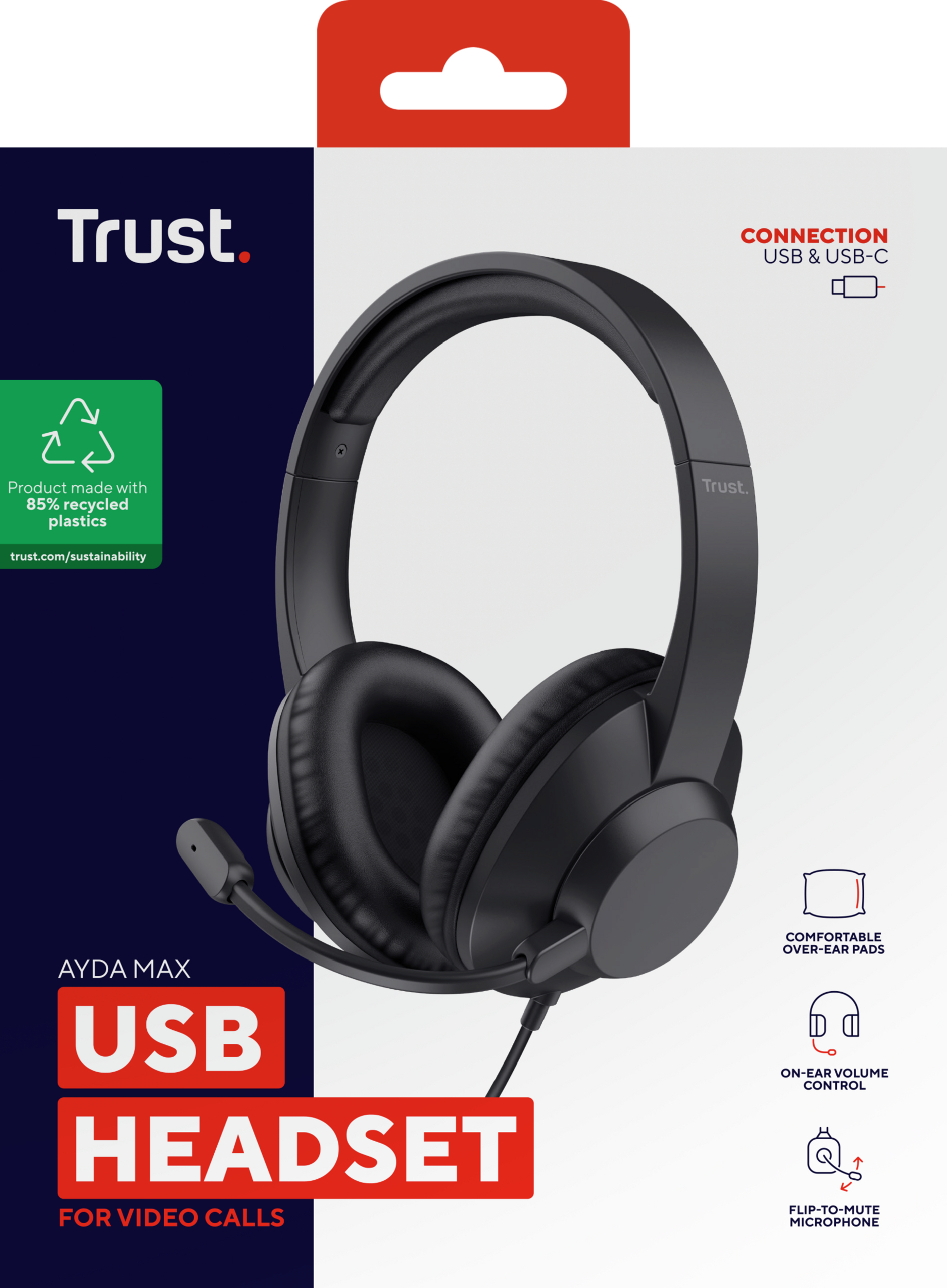 Trust Ayda Max Headset On-Ear USB-C Schwarz