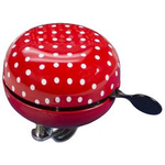FISCHER Fahrradlenker-Klingel Maxi Pünktchen, rot/weiß Glockengehäuse mit 80 mm Durchmesser, mit Halterung, - 1 Stück (50003)