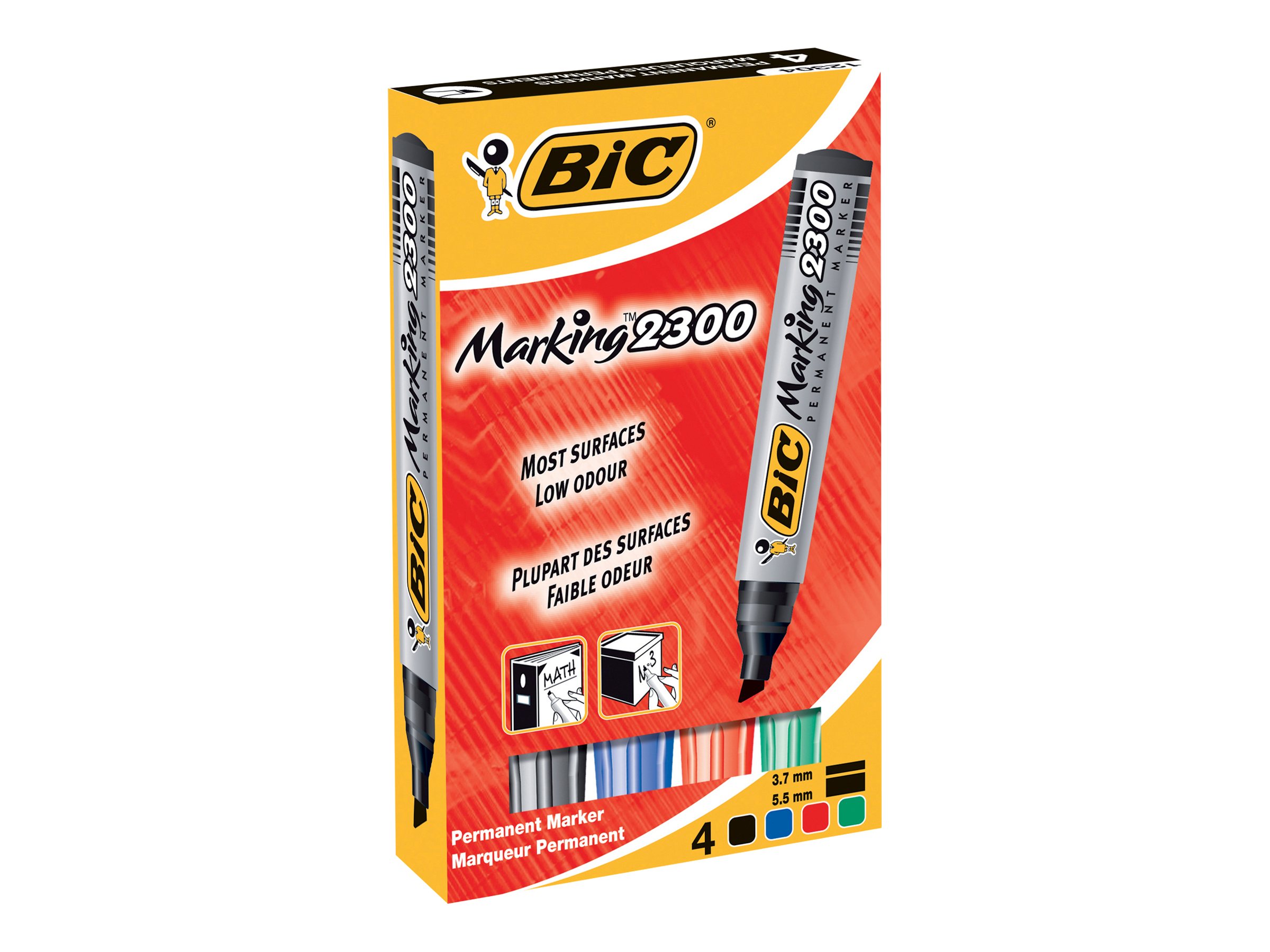 BIC Marking 2300 Permanentmarker 4er-Pack Schwarz Blau Grün Rot