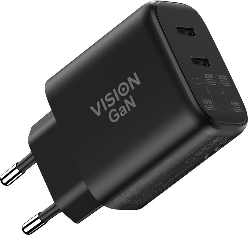 Vision USBC Dual-Schnellladegerät mit EU-Steckeradapter (TC-PUSBCEU/65)