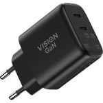 Vision USBC Dual-Schnellladegerät mit EU-Steckeradapter (TC-PUSBCEU/65)