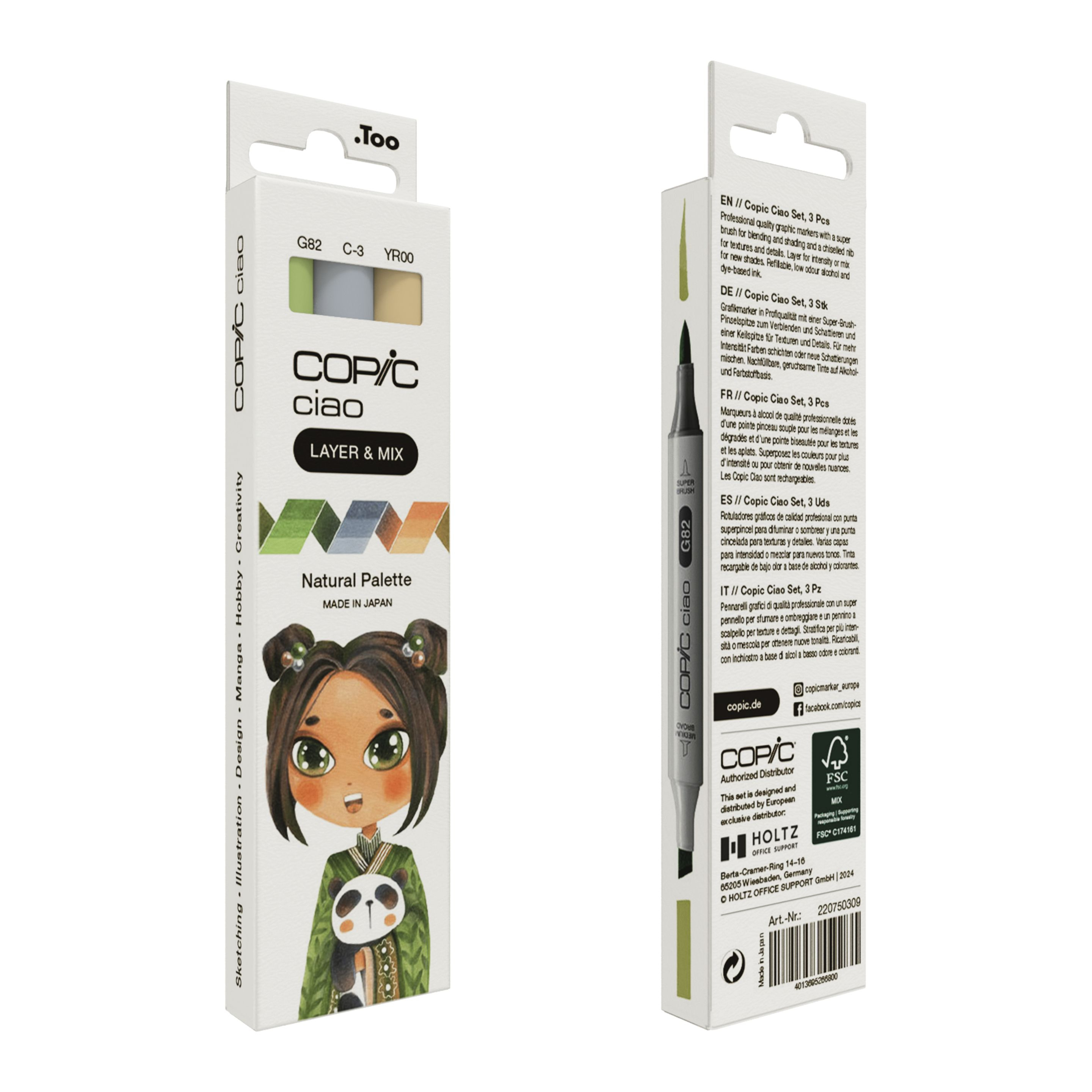 COPIC Ciao Natural Palette Layoutmarker-Set 1,0 + 6,0 mm, 3 Stück, farbsortiert