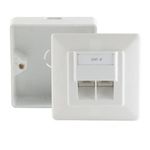 Universal Anschlussdose RJ45, Cat. 6a, 2-fachUnterputz + Aufputz, reinweiß (RAL9010) (21515)