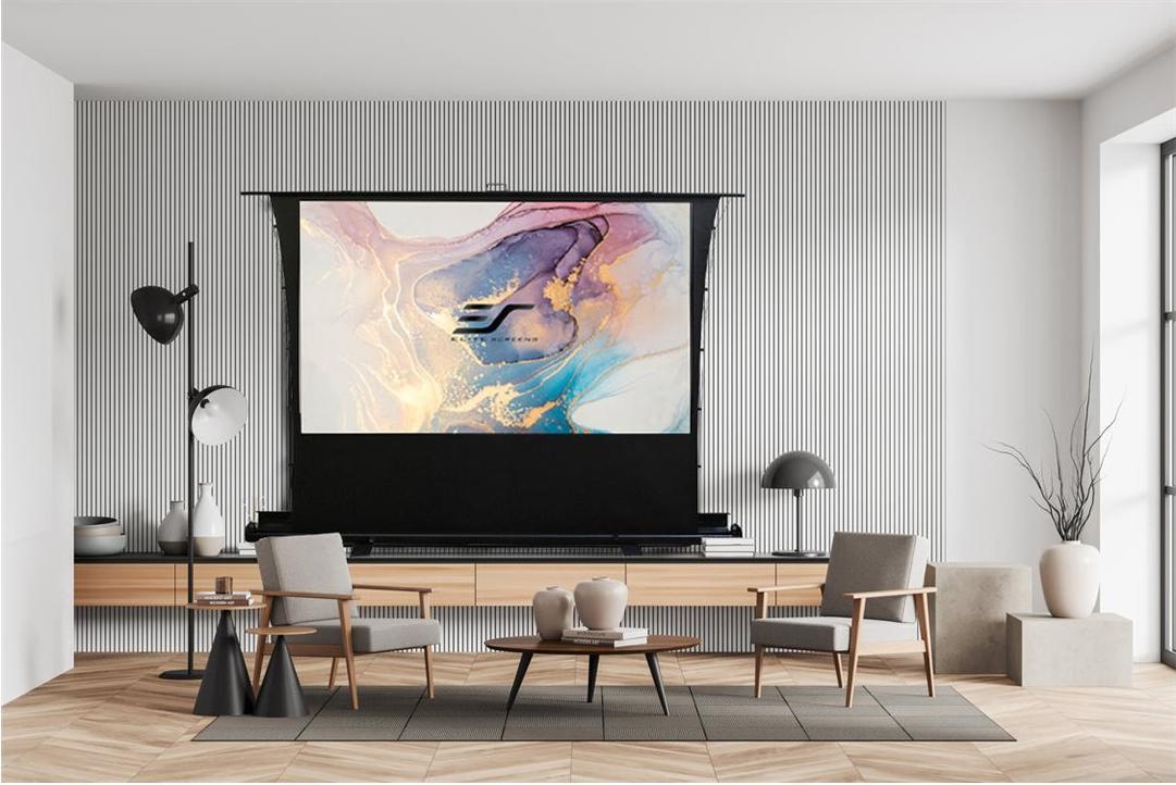 Elite Screens ezCinema Tab-Tension Series FT80XWH 80" Projektionsschirm mit Bodenständer Schwarz